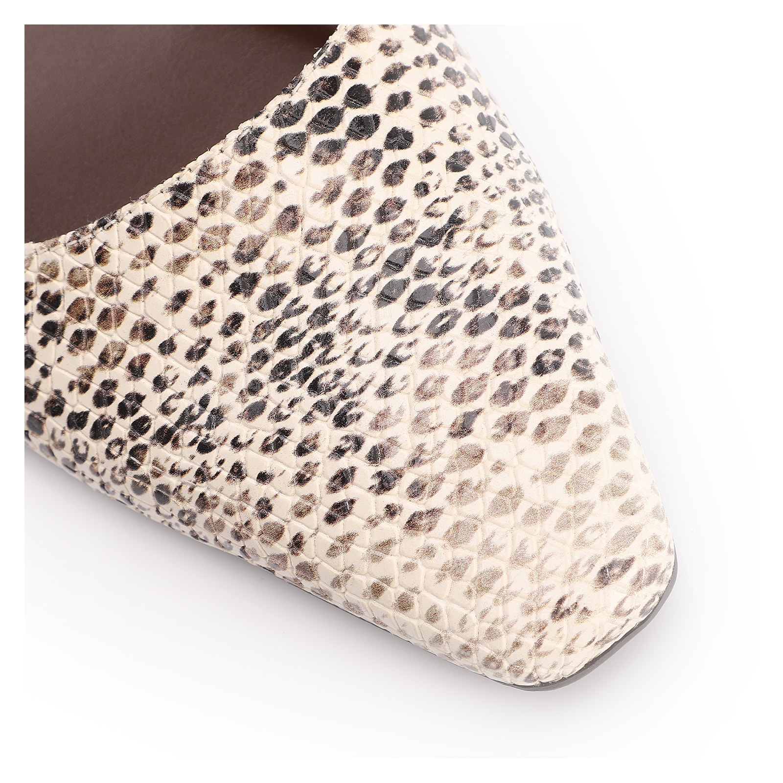 Scarpin Animal Print Salto Bloco Fino Baixo Alt Python Slingback