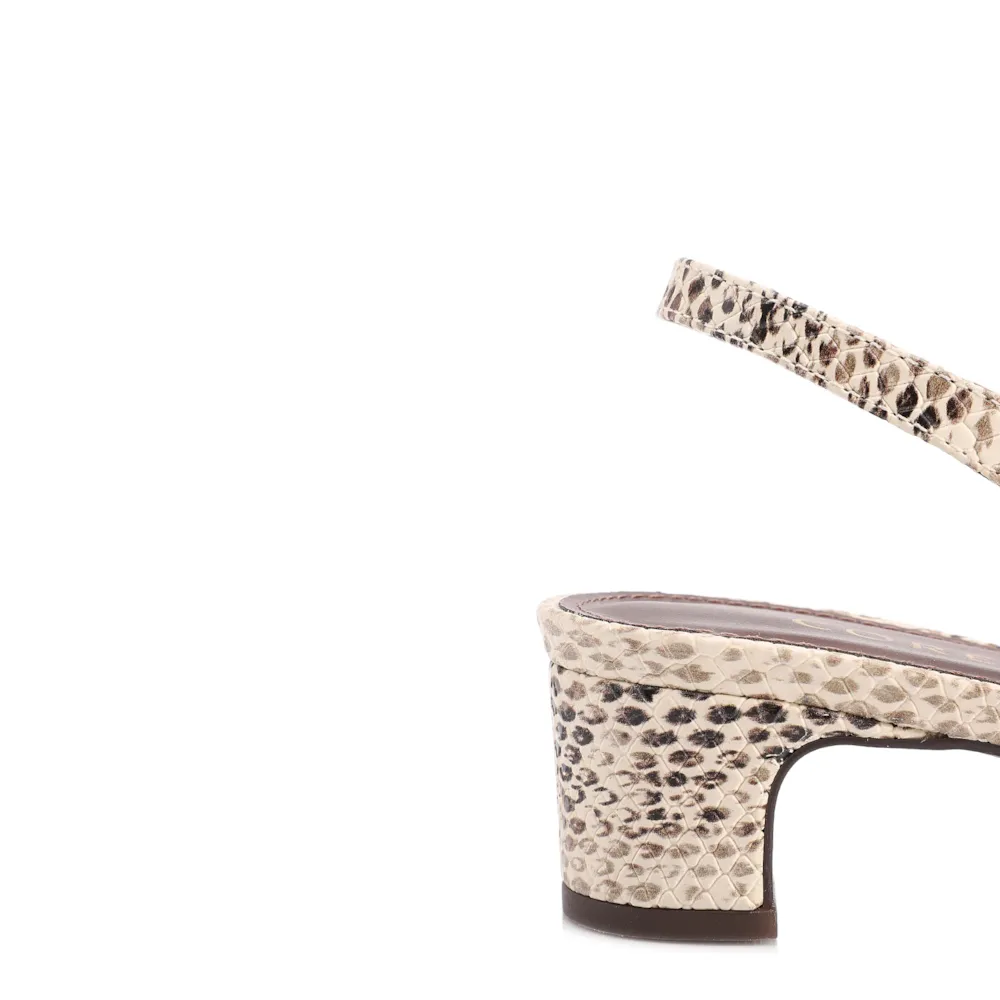 Scarpin Animal Print Salto Bloco Fino Baixo Alt Python Slingback - imagem 7