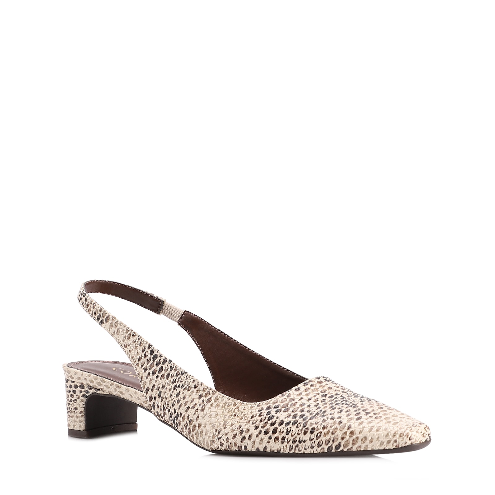 Scarpin Animal Print Salto Bloco Fino Baixo Alt Python Slingback