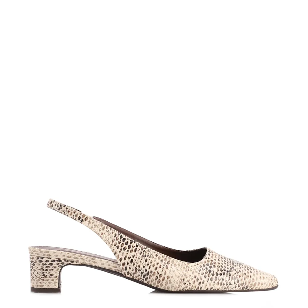 Scarpin Animal Print Salto Bloco Fino Baixo Alt Python Slingback - imagem 2