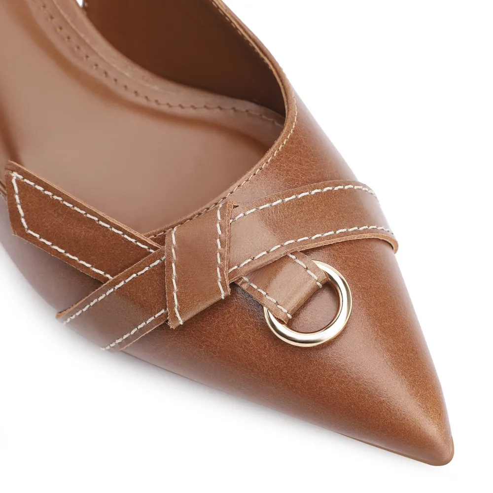 Scarpin Argola Couro Marrom - imagem 6