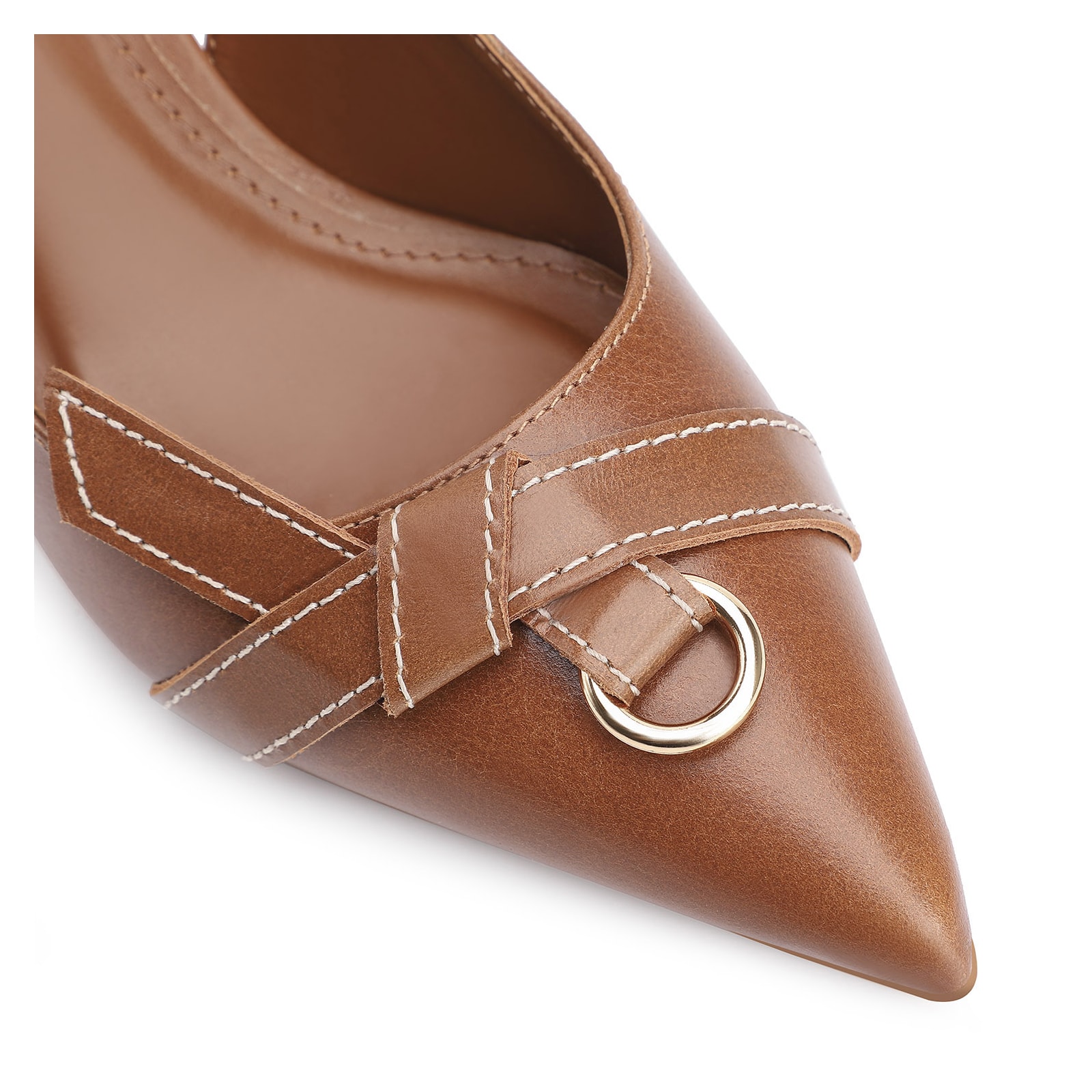 Scarpin Argola Couro Marrom