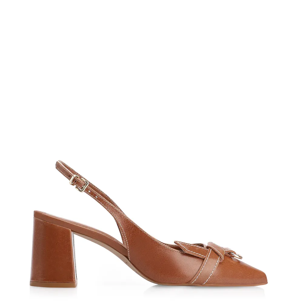 Scarpin Argola Couro Marrom - imagem 2