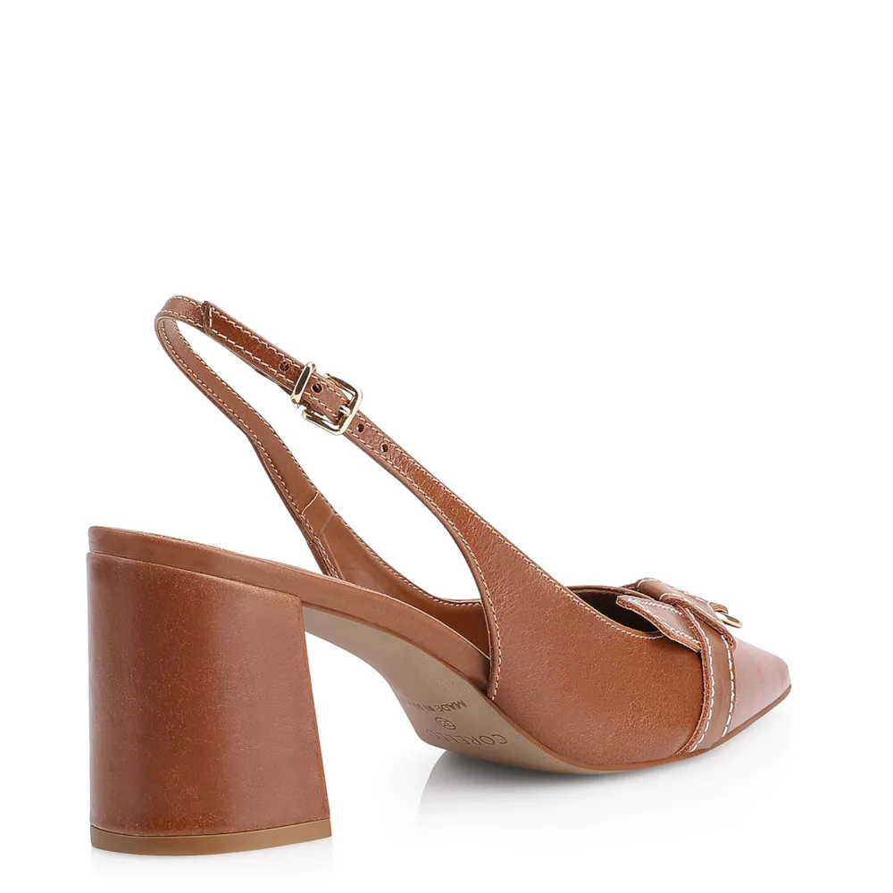 Scarpin Argola Couro Marrom - imagem 3