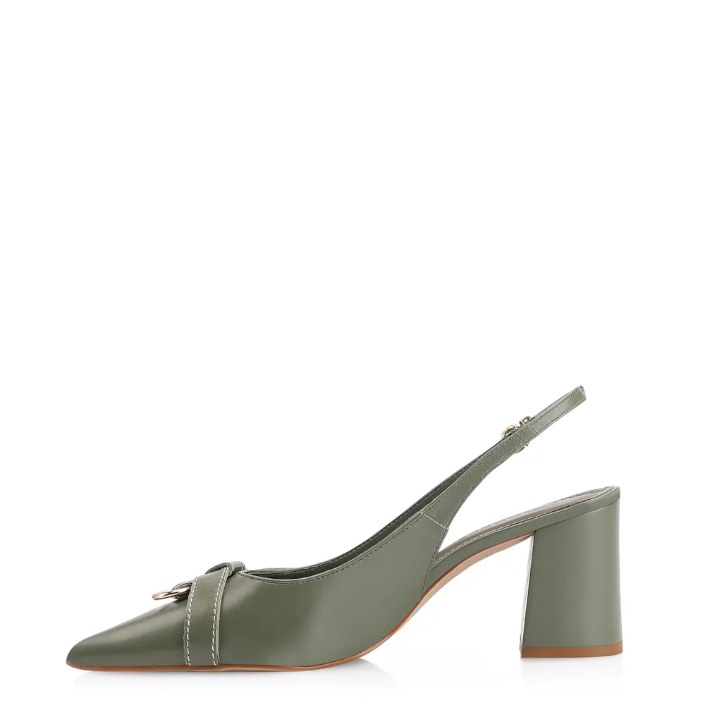 Scarpin Argola Couro Verde - imagem 4