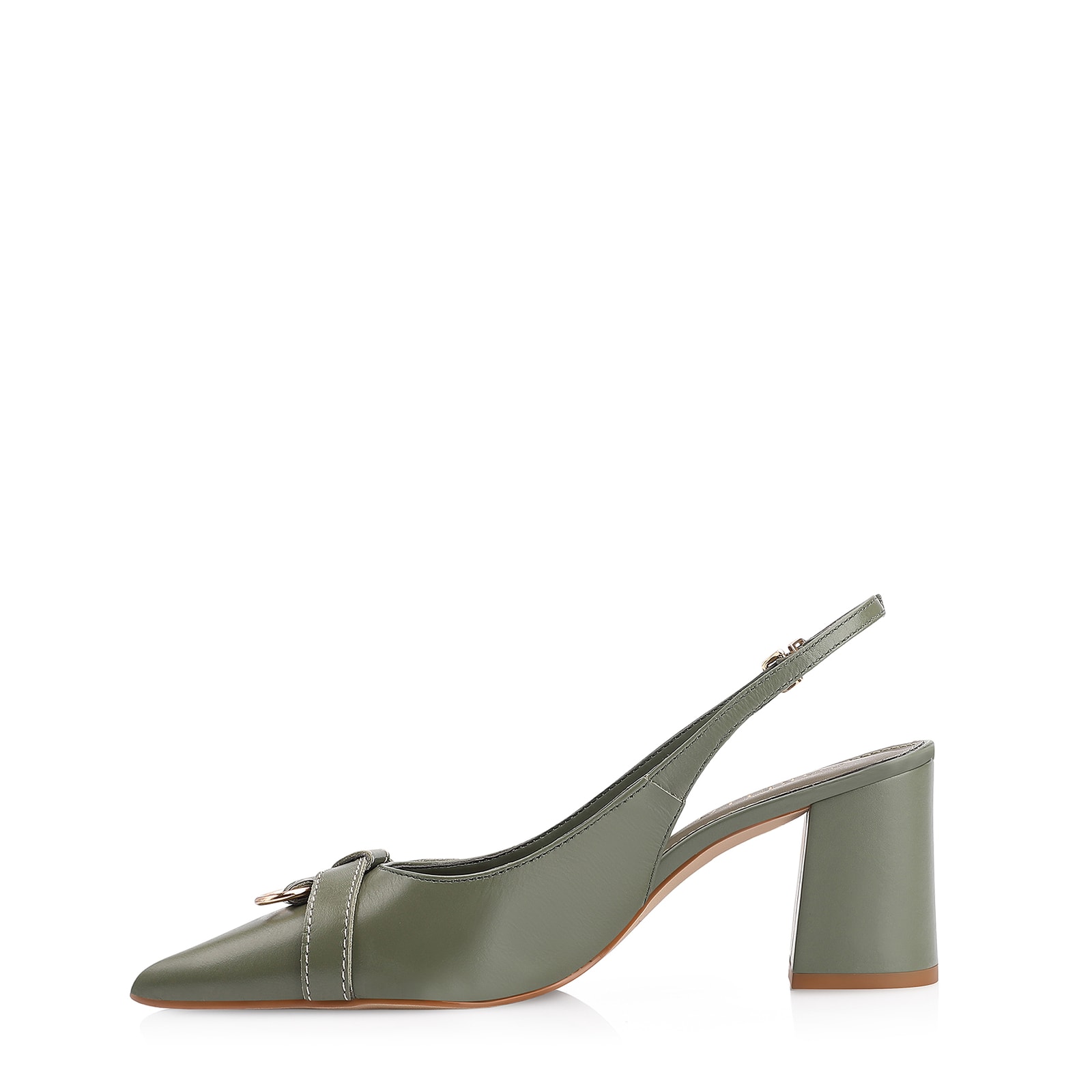 Scarpin Argola Couro Verde