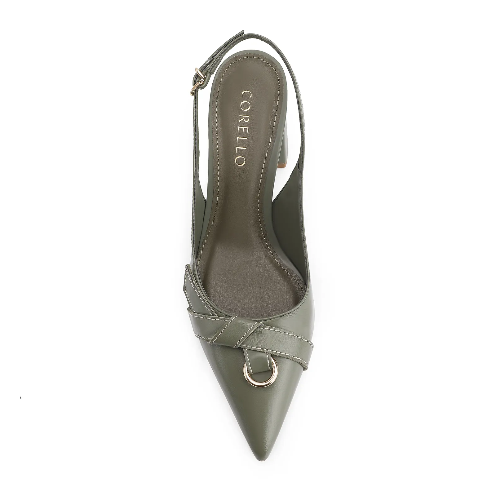 Scarpin Argola Couro Verde