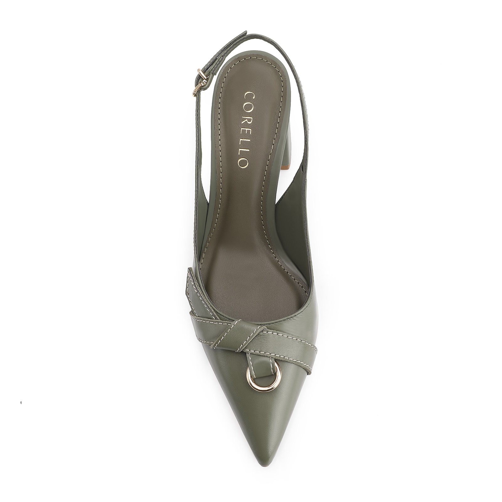 Scarpin Argola Couro Verde