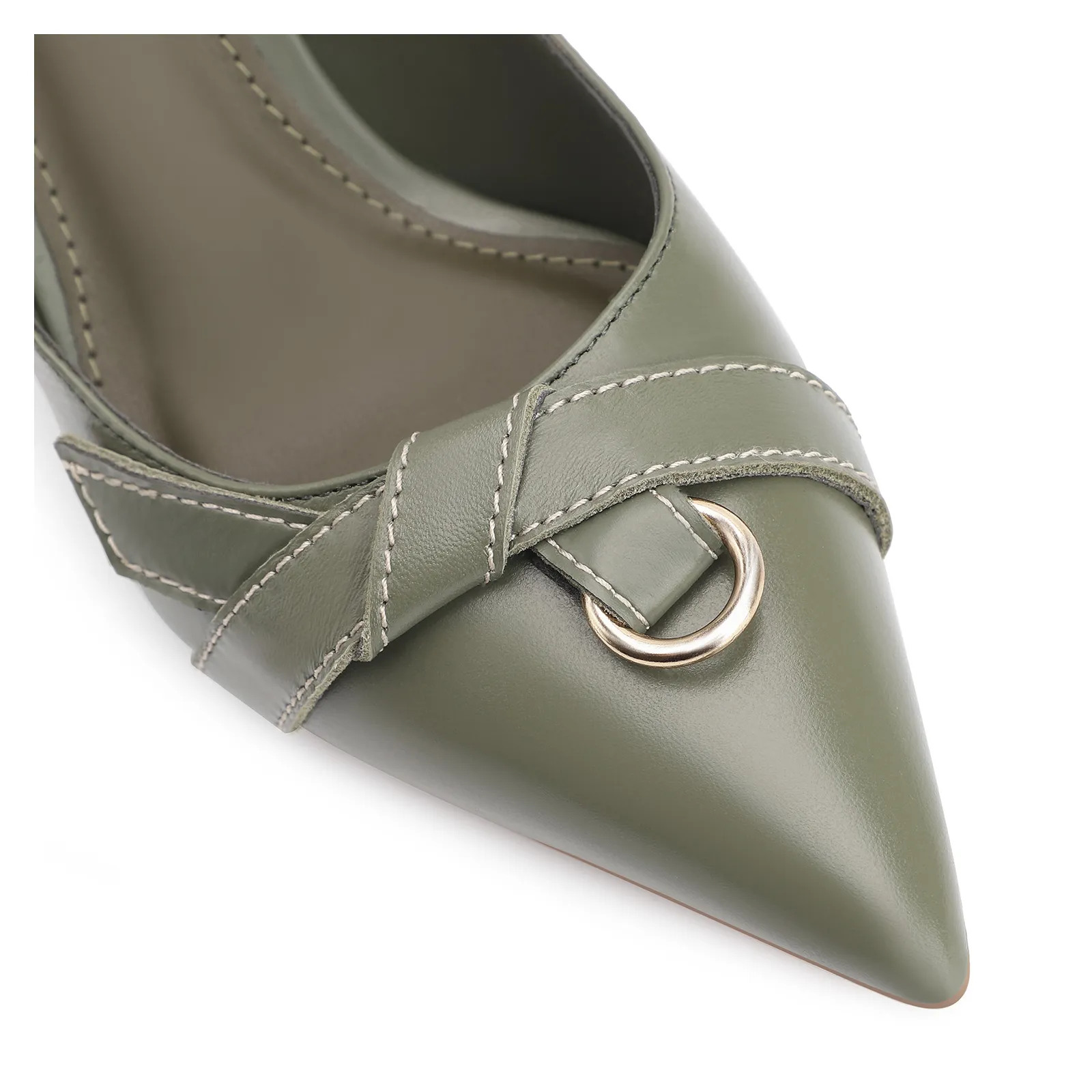 Scarpin Argola Couro Verde