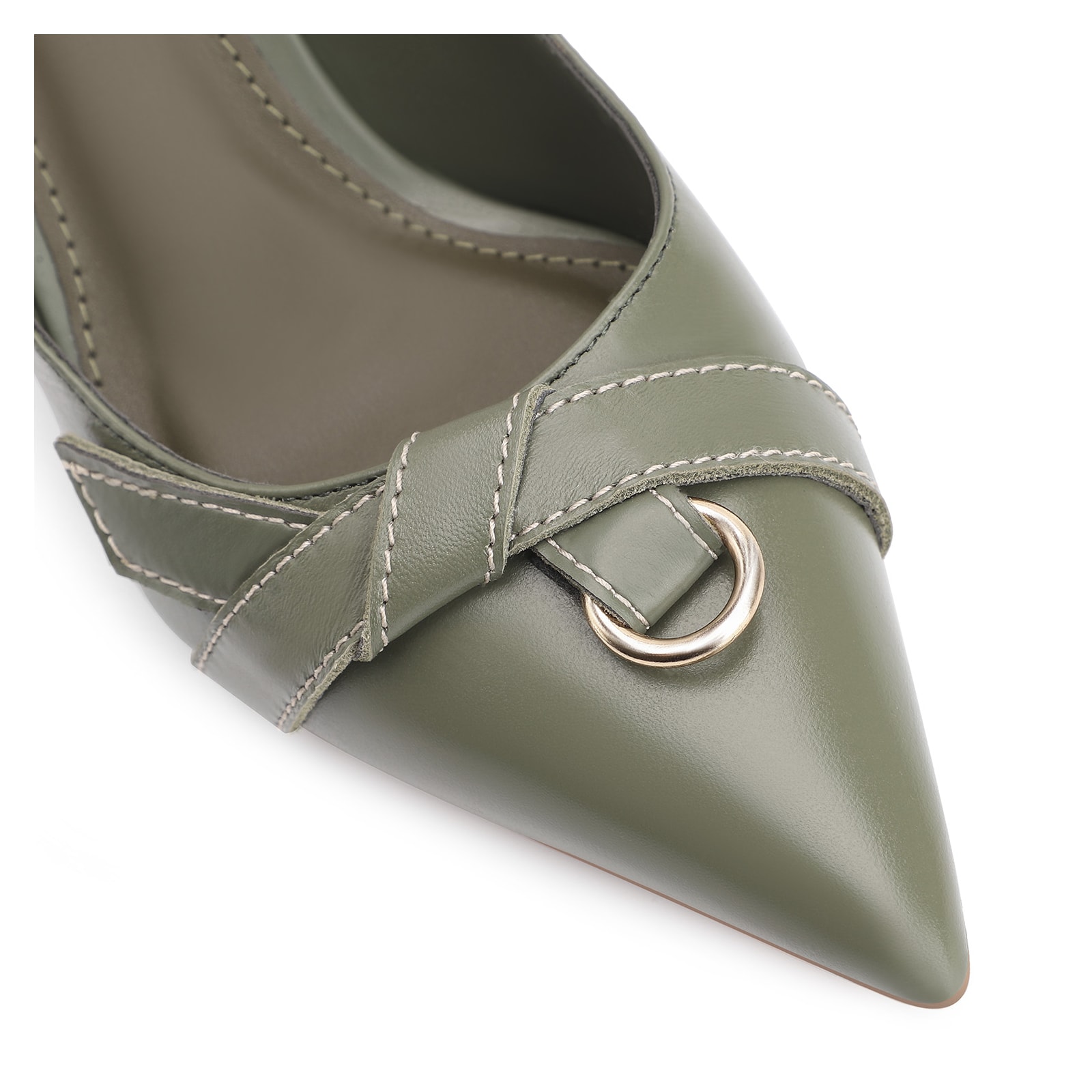 Scarpin Argola Couro Verde