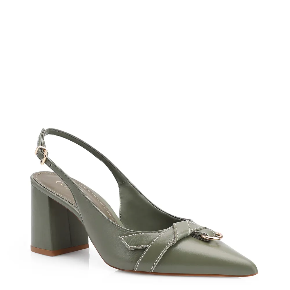 Scarpin Argola Couro Verde