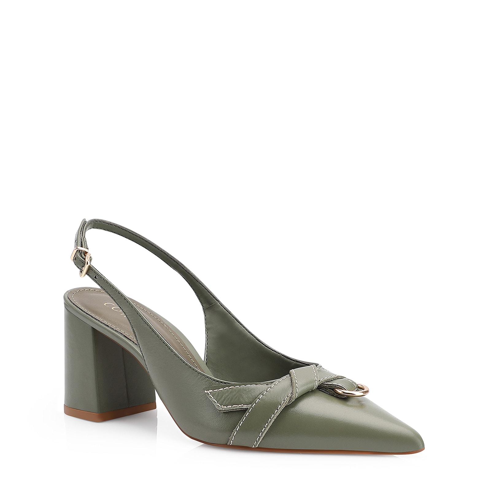 Scarpin Argola Couro Verde