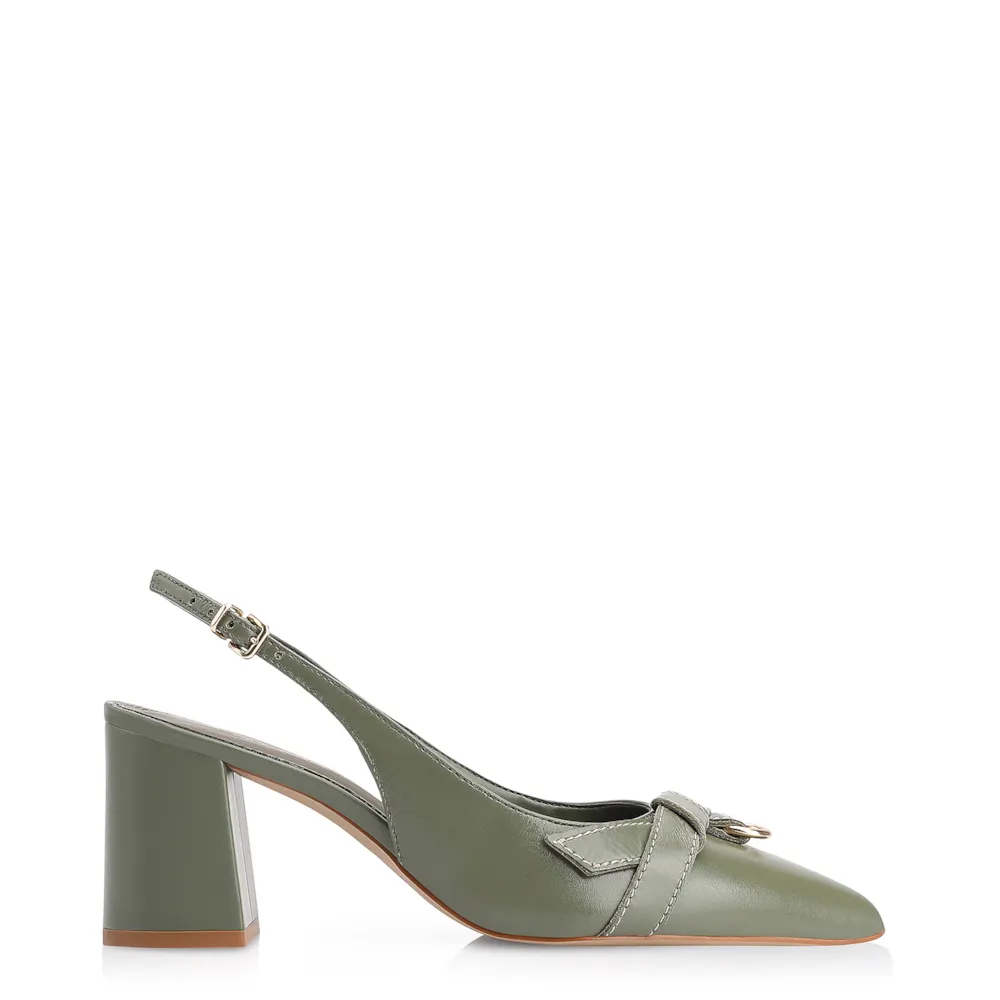 Scarpin Argola Couro Verde - imagem 2
