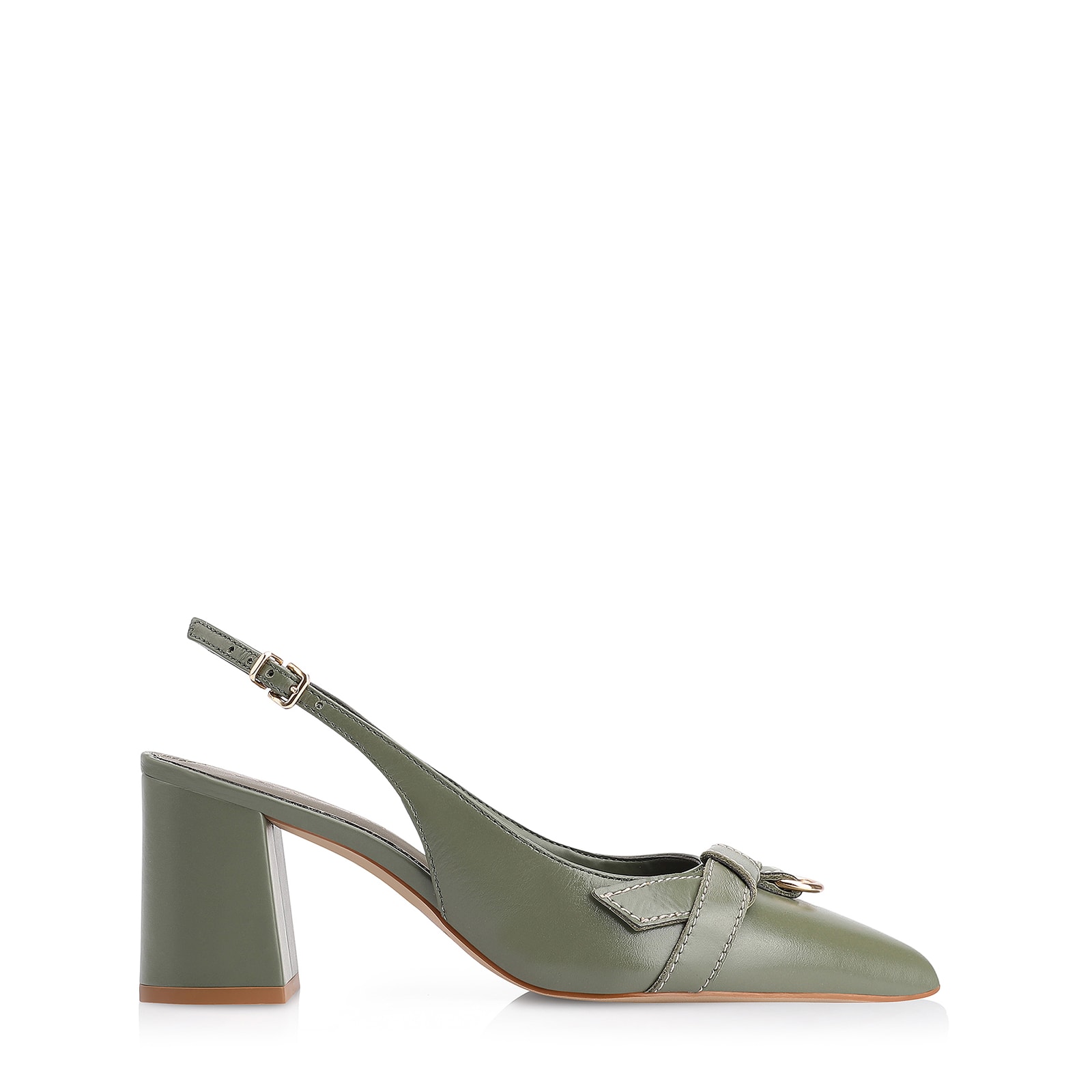 Scarpin Argola Couro Verde