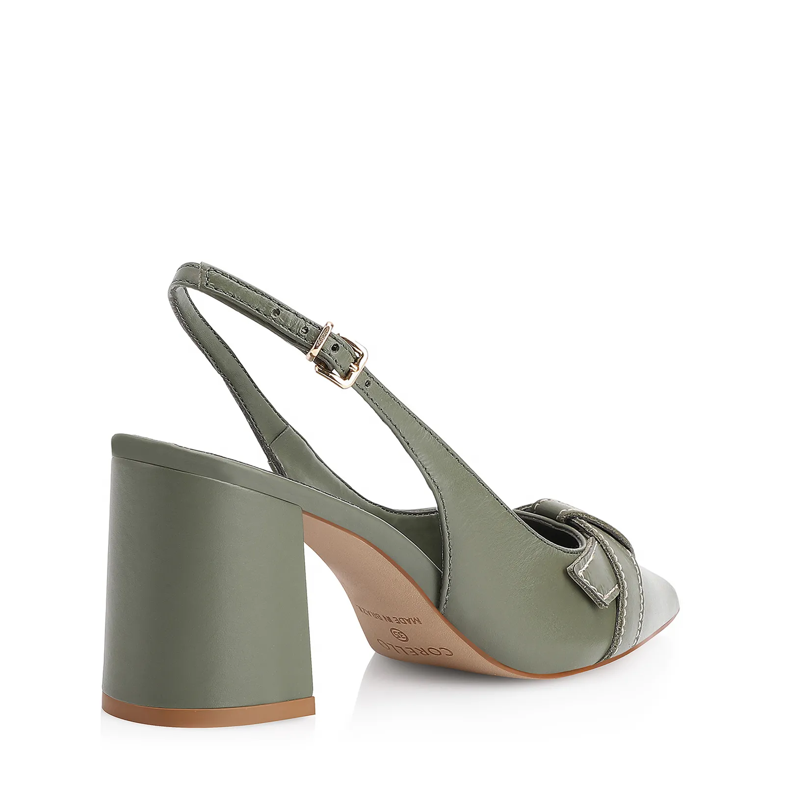 Scarpin Argola Couro Verde