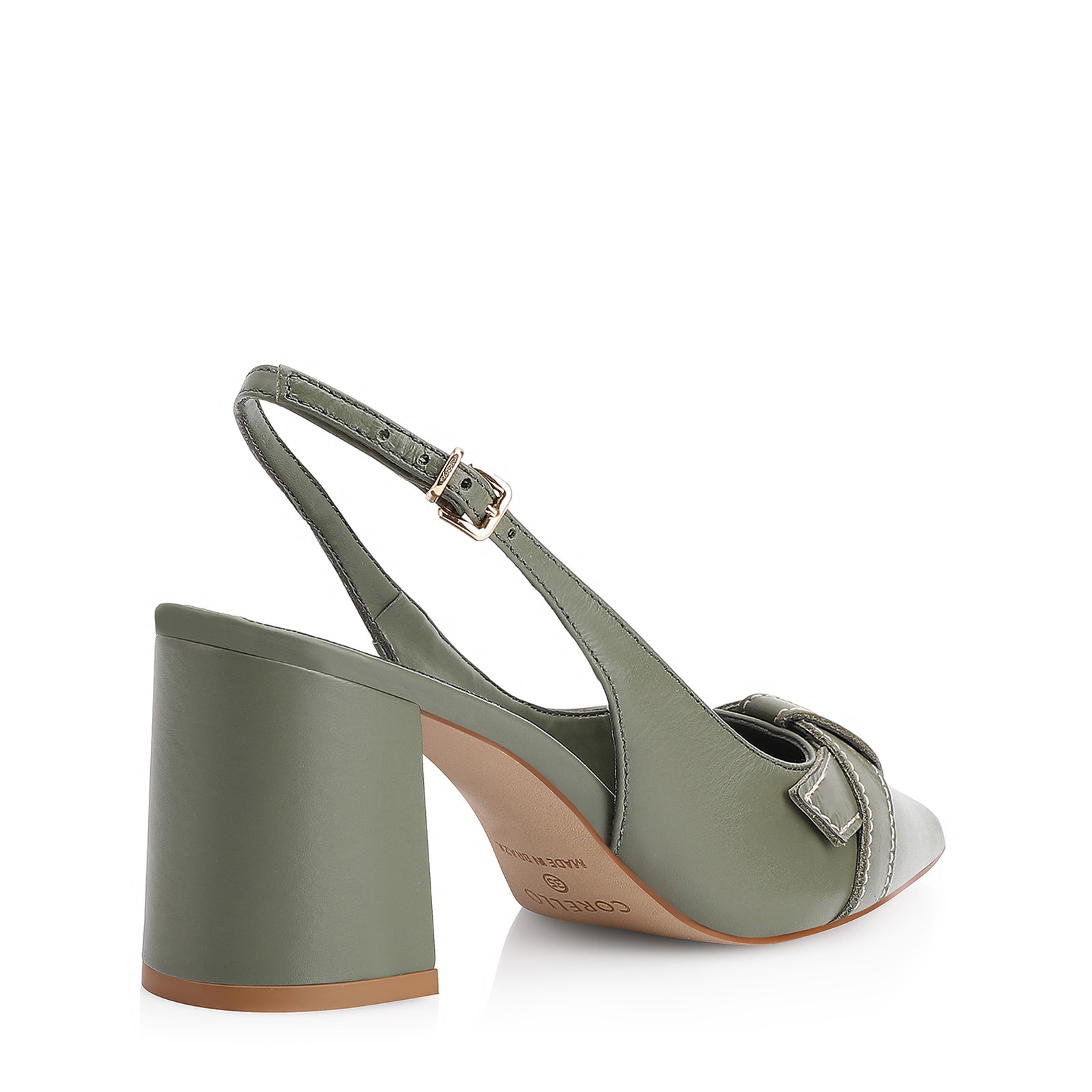 Scarpin Argola Couro Verde