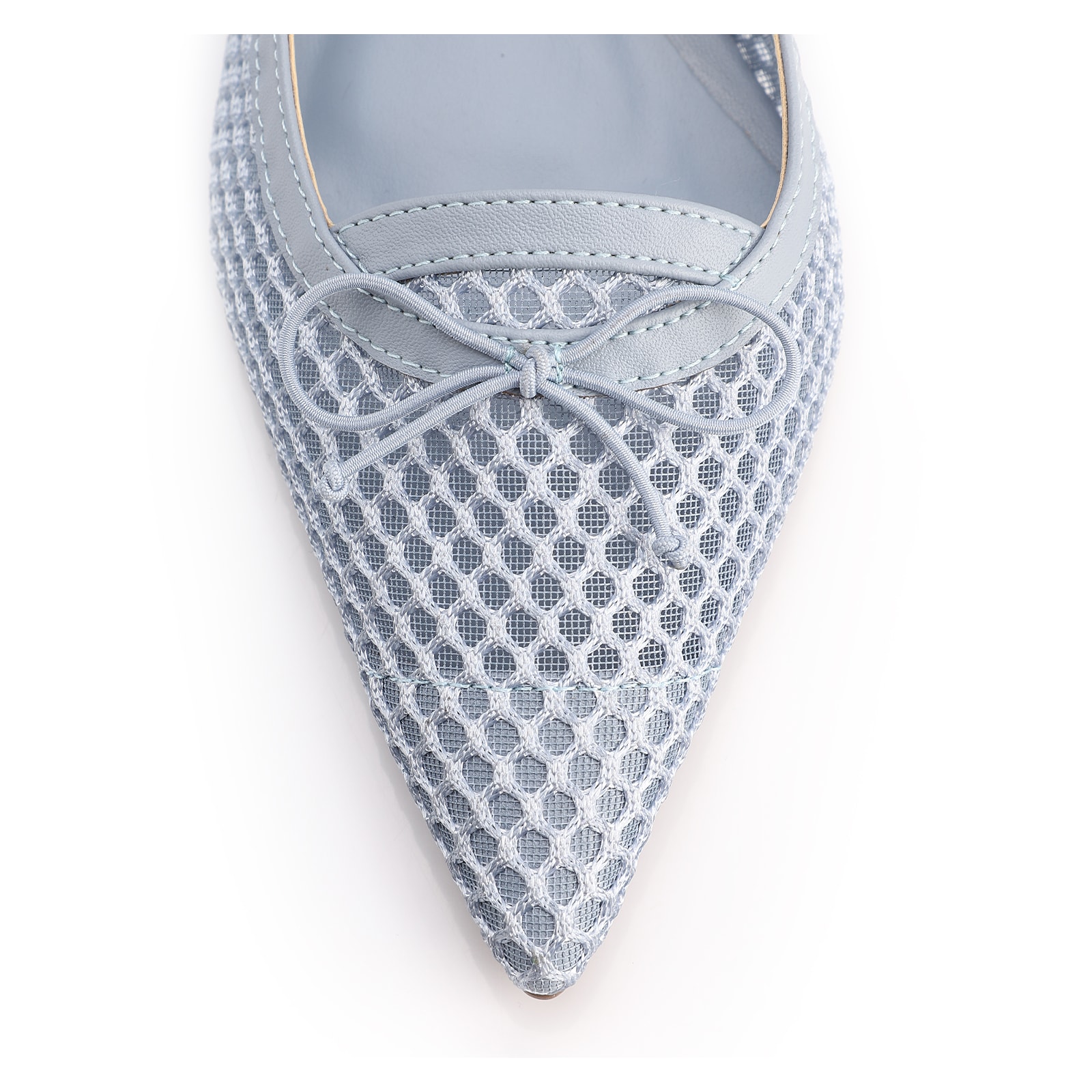 Scarpin Azul Salto Baixo Slingback Tela Alt Laço