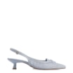 Scarpin Azul Salto Baixo Slingback Tela Alt Laço - imagem 2