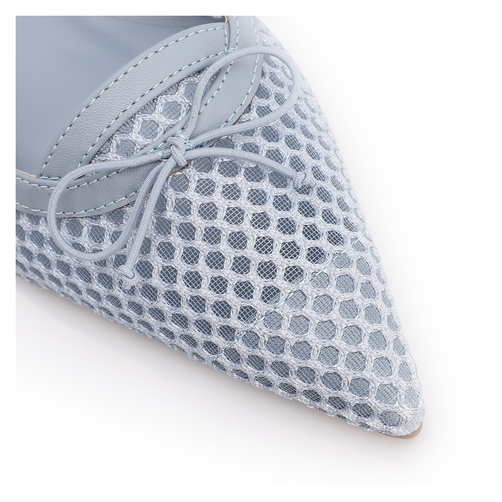 Scarpin Azul Salto Baixo Slingback Tela Alt Laço