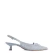 Scarpin Azul Salto Baixo Slingback Tela Alt Laço - imagem 2
