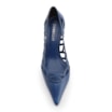 Scarpin Azul Salto Bloco  Médio Couro Bico Fino Recortes - imagem 5