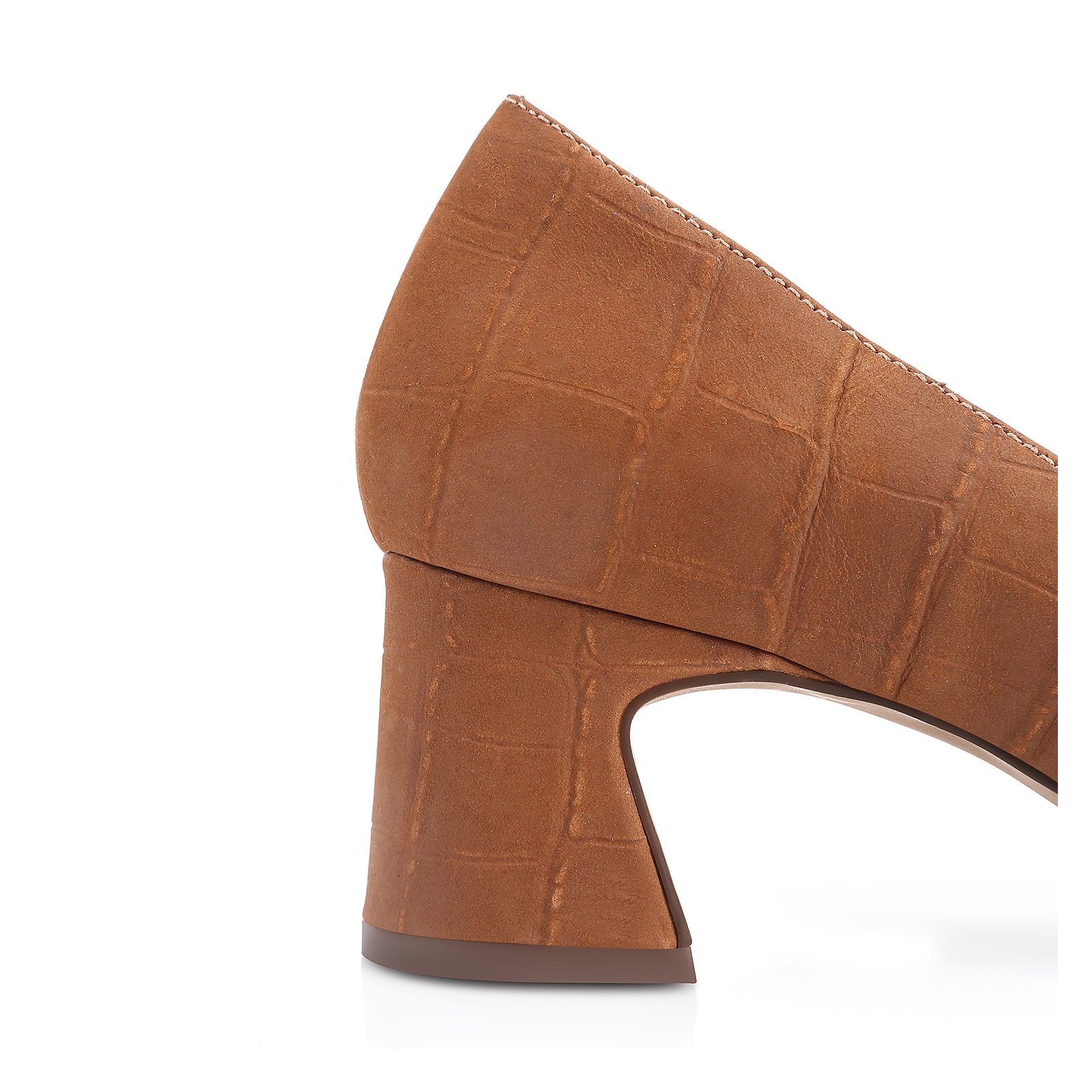 Scarpin Bambu Couro Nobuck Croco Marrom