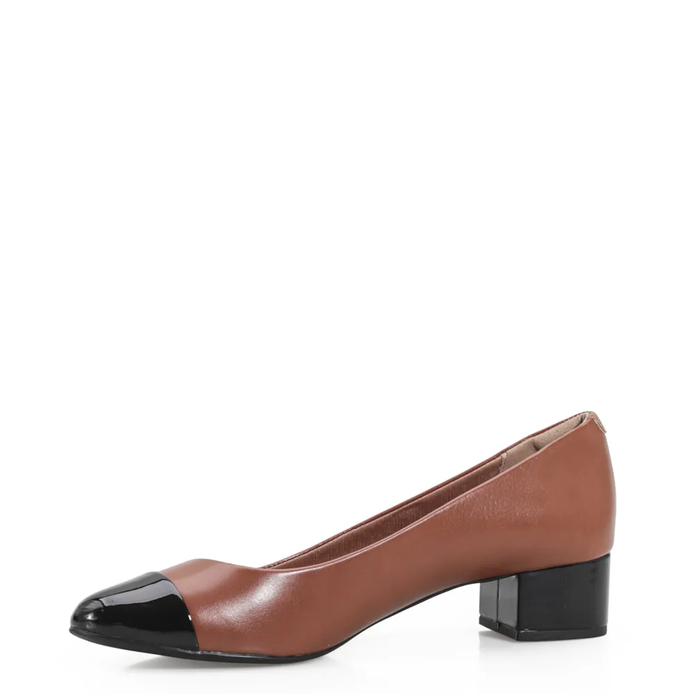 Scarpin Basic Alt Caramelo/Verniz Preto - imagem 4
