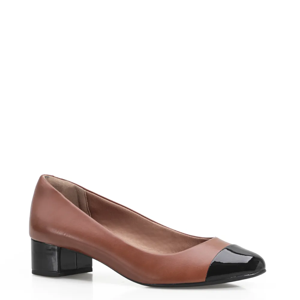 Scarpin Basic Alt Caramelo/Verniz Preto