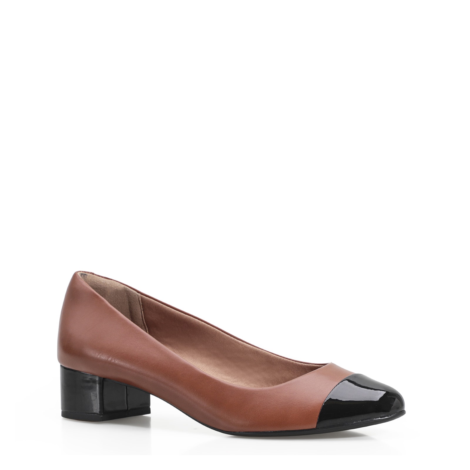 Scarpin Basic Alt Caramelo/Verniz Preto