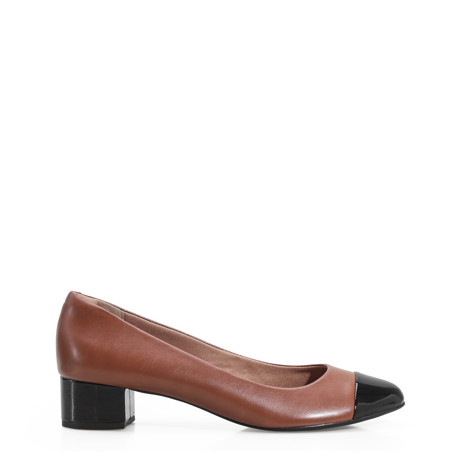Scarpin Basic Alt Caramelo/Verniz Preto