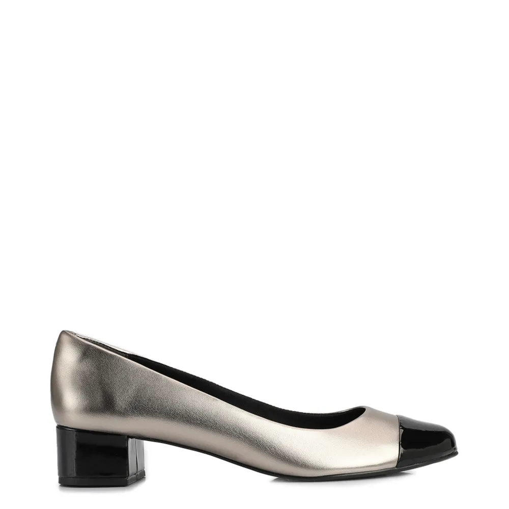 Scarpin Basic Alt Prata/Verniz Preto - imagem 2