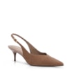 Scarpin Bege Salto Baixo Fino Couro Nobuck Slingback - imagem 1
