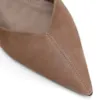 Scarpin Bege Salto Baixo Fino Couro Nobuck Slingback - imagem 6