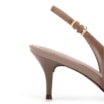 Scarpin Bege Salto Baixo Fino Couro Nobuck Slingback - imagem 7