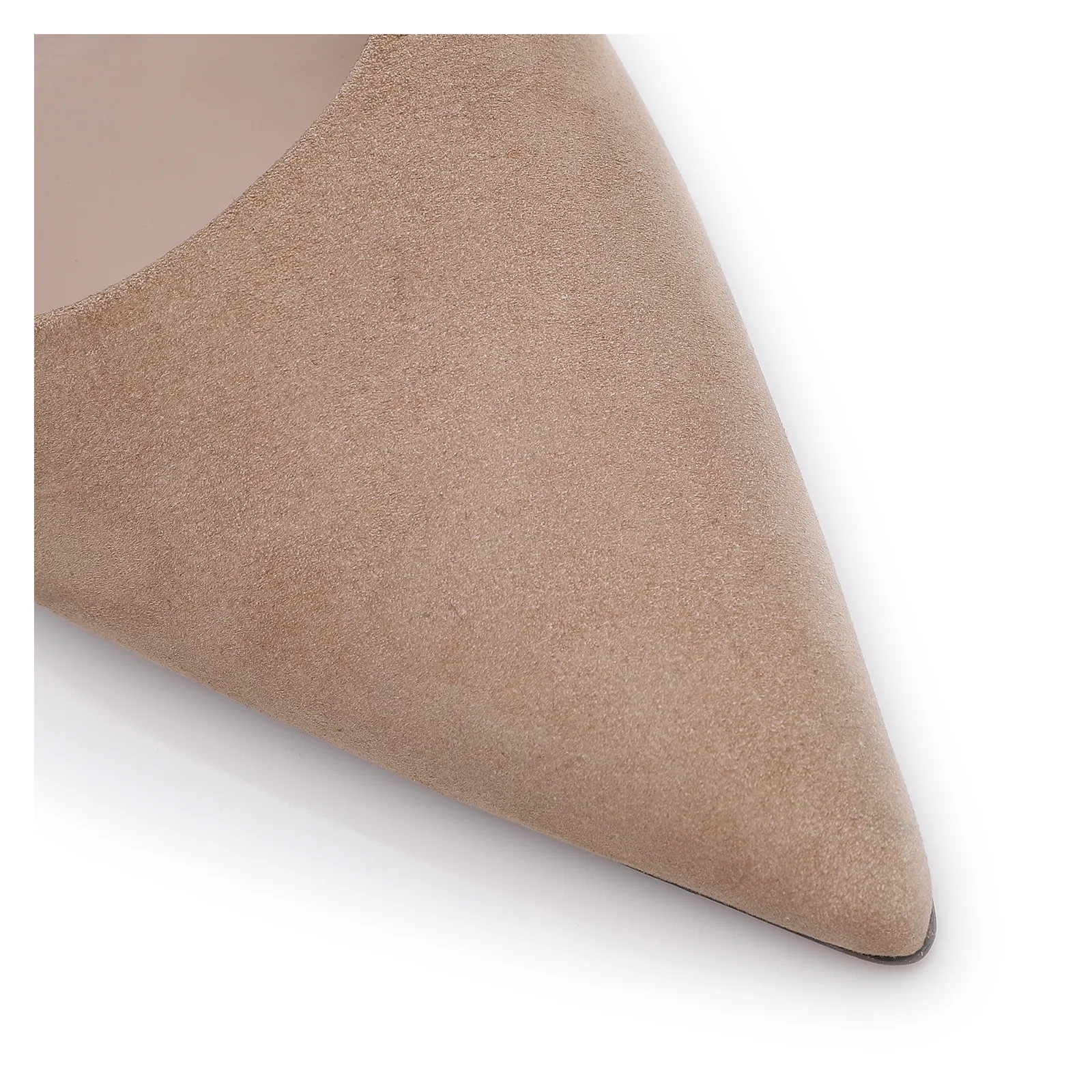 Scarpin Bege Salto Bloco Alto Couro Nobuck Slingback