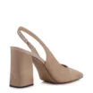 Scarpin Bege Salto Bloco Alto Couro Nobuck Slingback - imagem 3