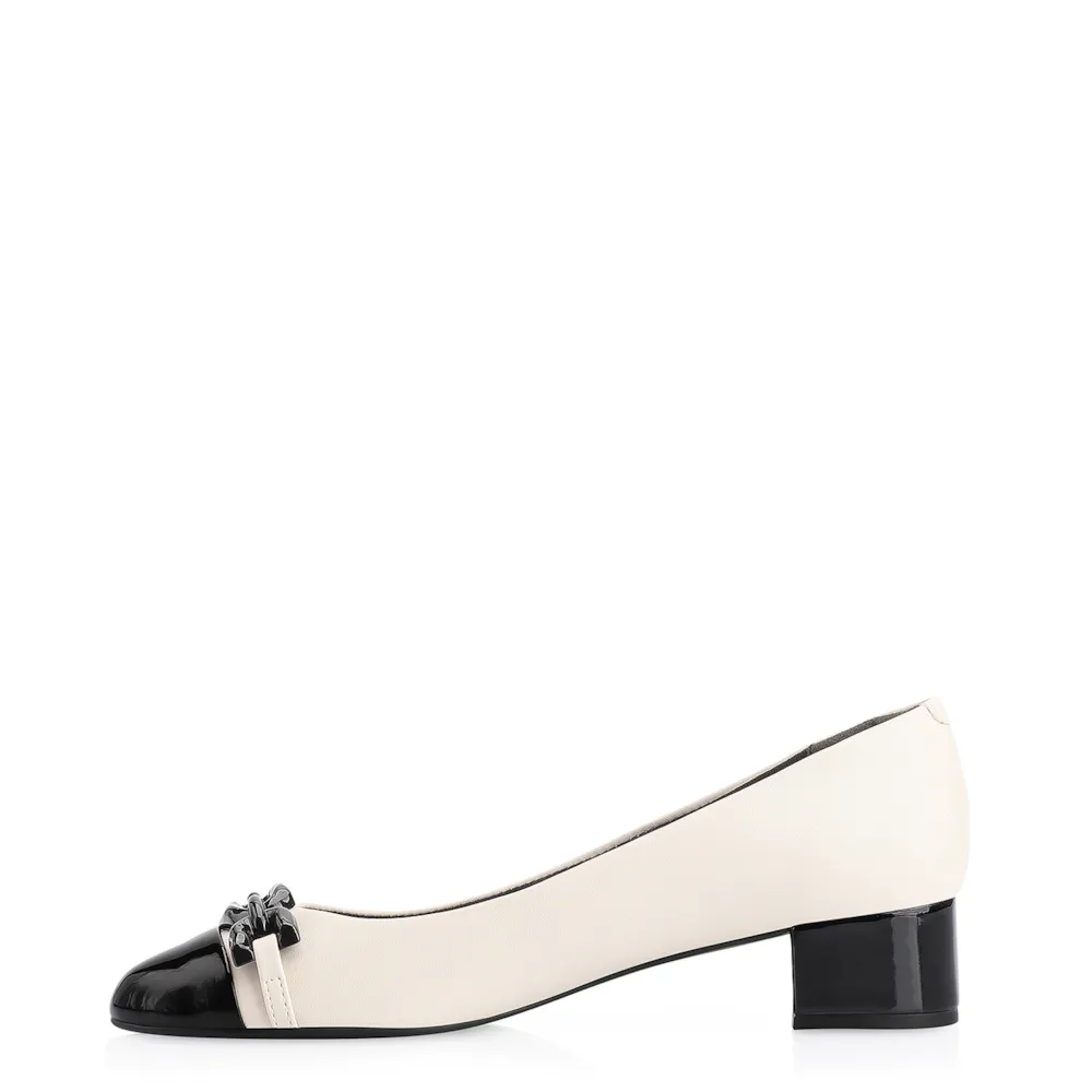 Scarpin Bridão Alt Off White/Verniz Preto - imagem 4