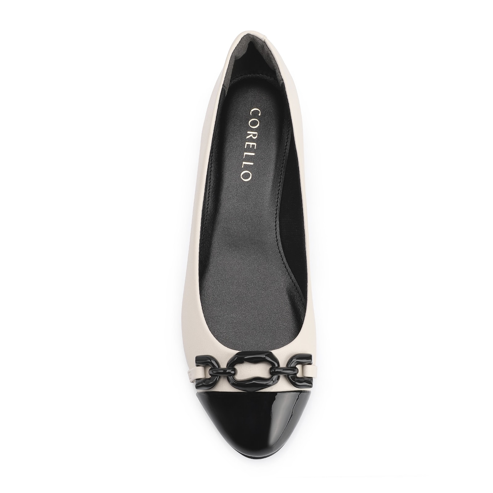 Scarpin Bridão Alt Off White/Verniz Preto