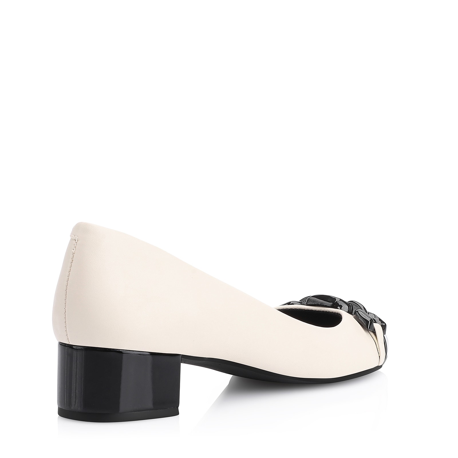 Scarpin Bridão Alt Off White/Verniz Preto