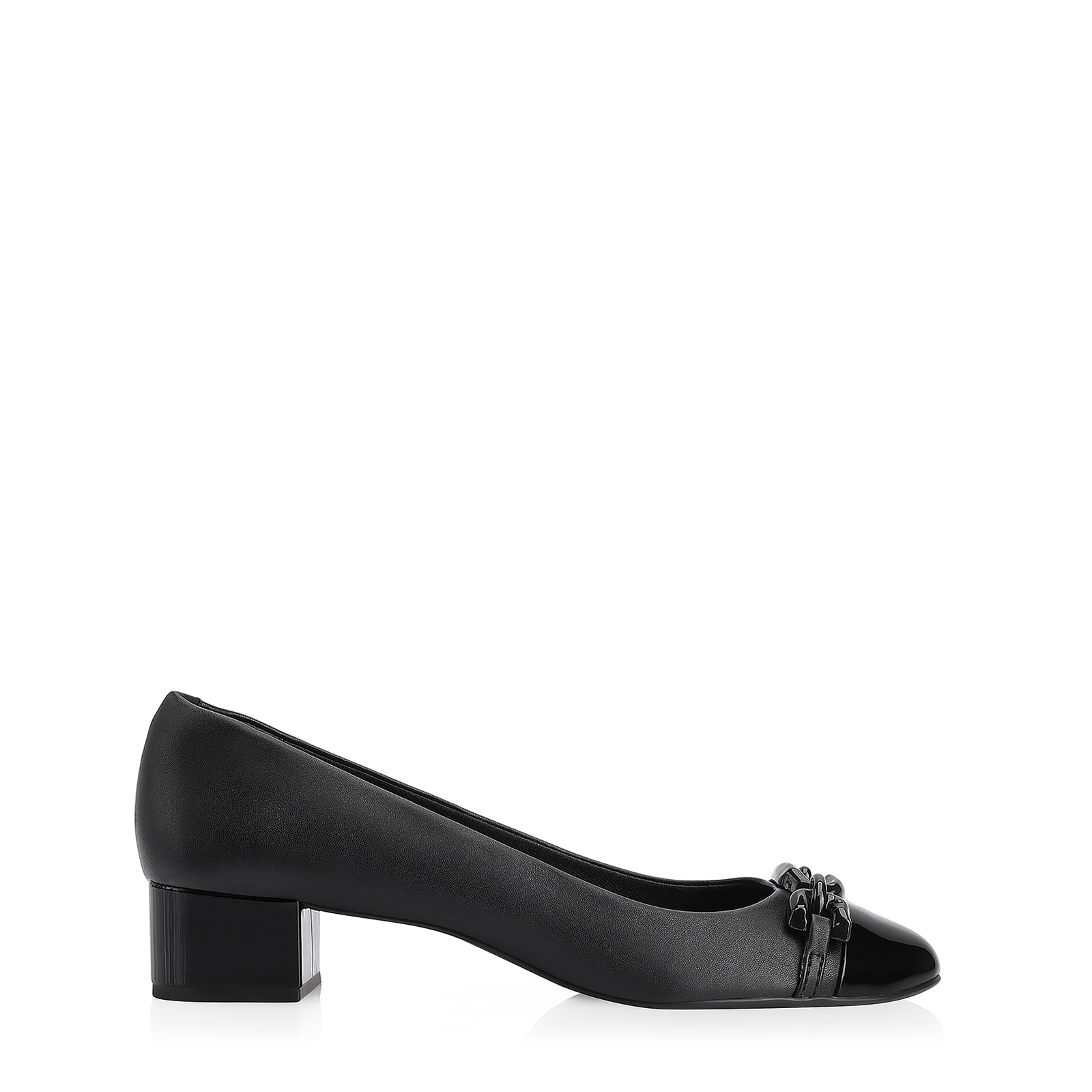 Scarpin Bridão Alt Preto/Verniz Preto