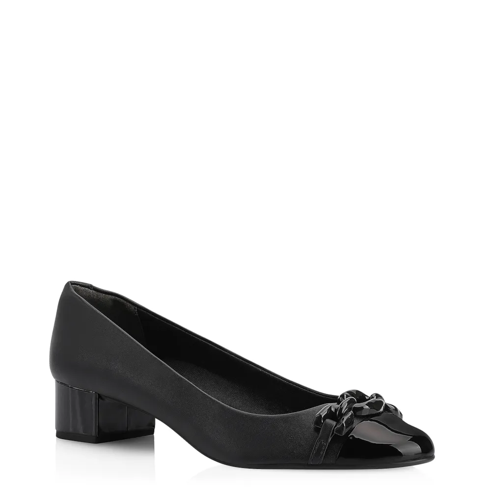 Scarpin Bridão Alt Preto/Verniz Preto