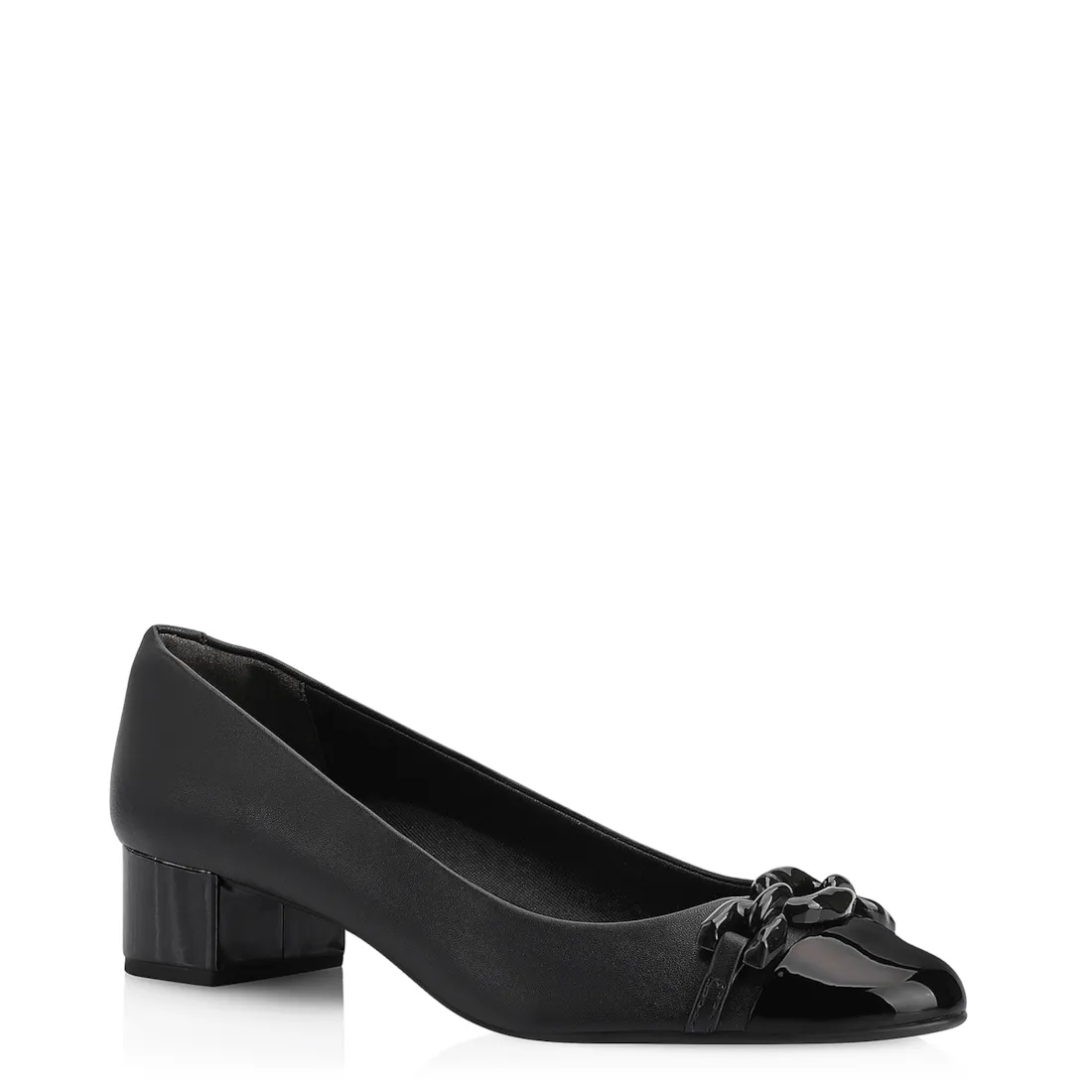 Scarpin Bridão Alt Preto/Verniz Preto