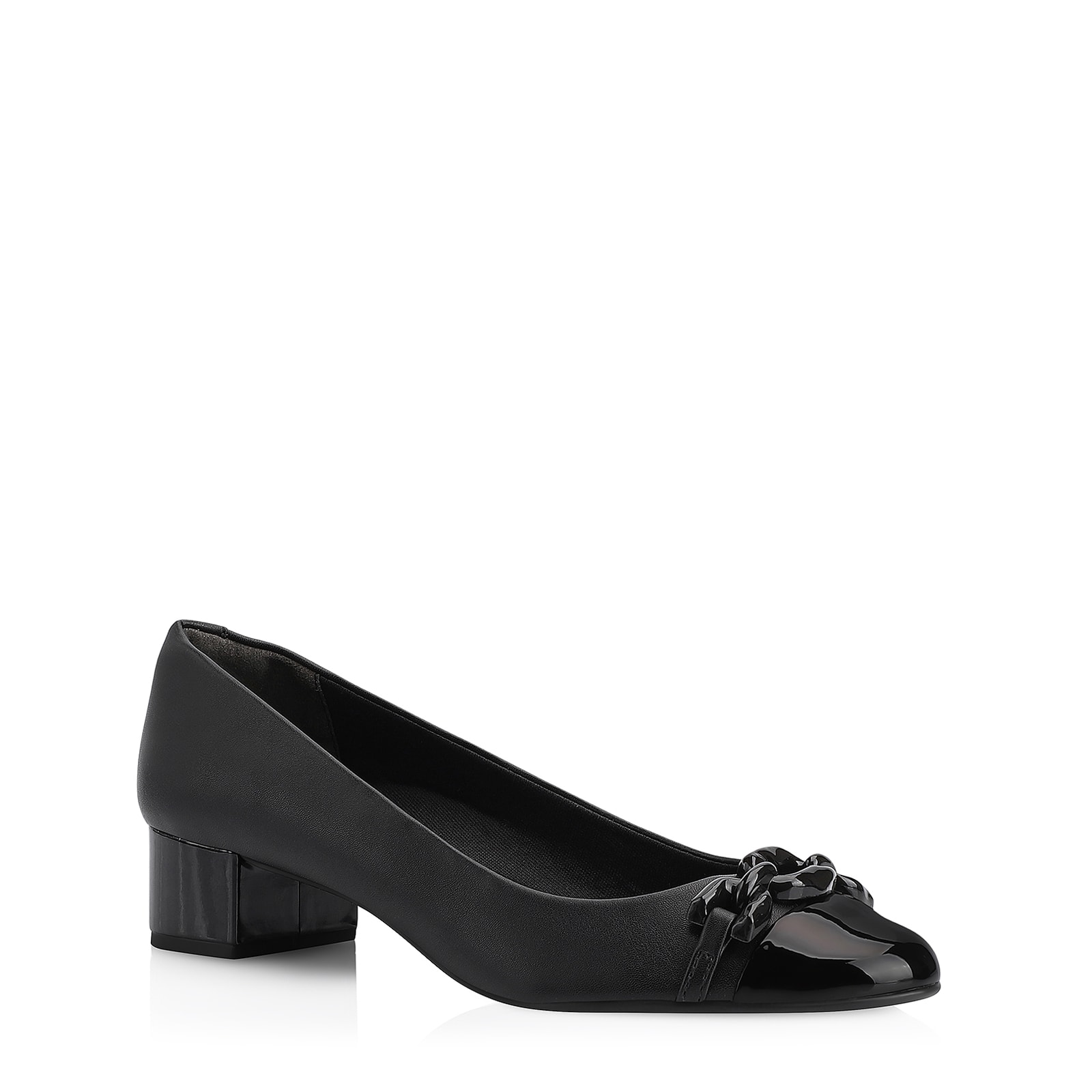 Scarpin Bridão Alt Preto/Verniz Preto