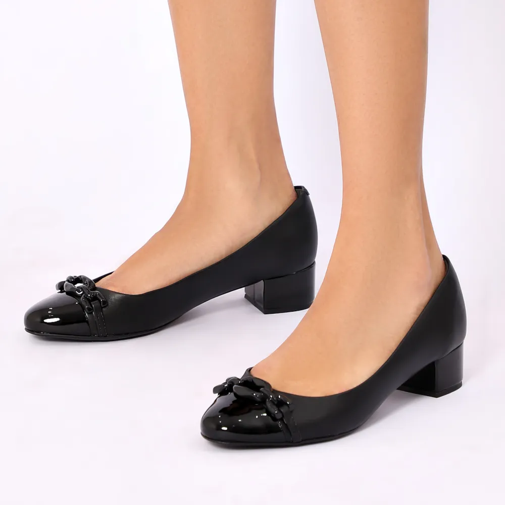 Scarpin Bridão Alt Preto/Verniz Preto - imagem 2