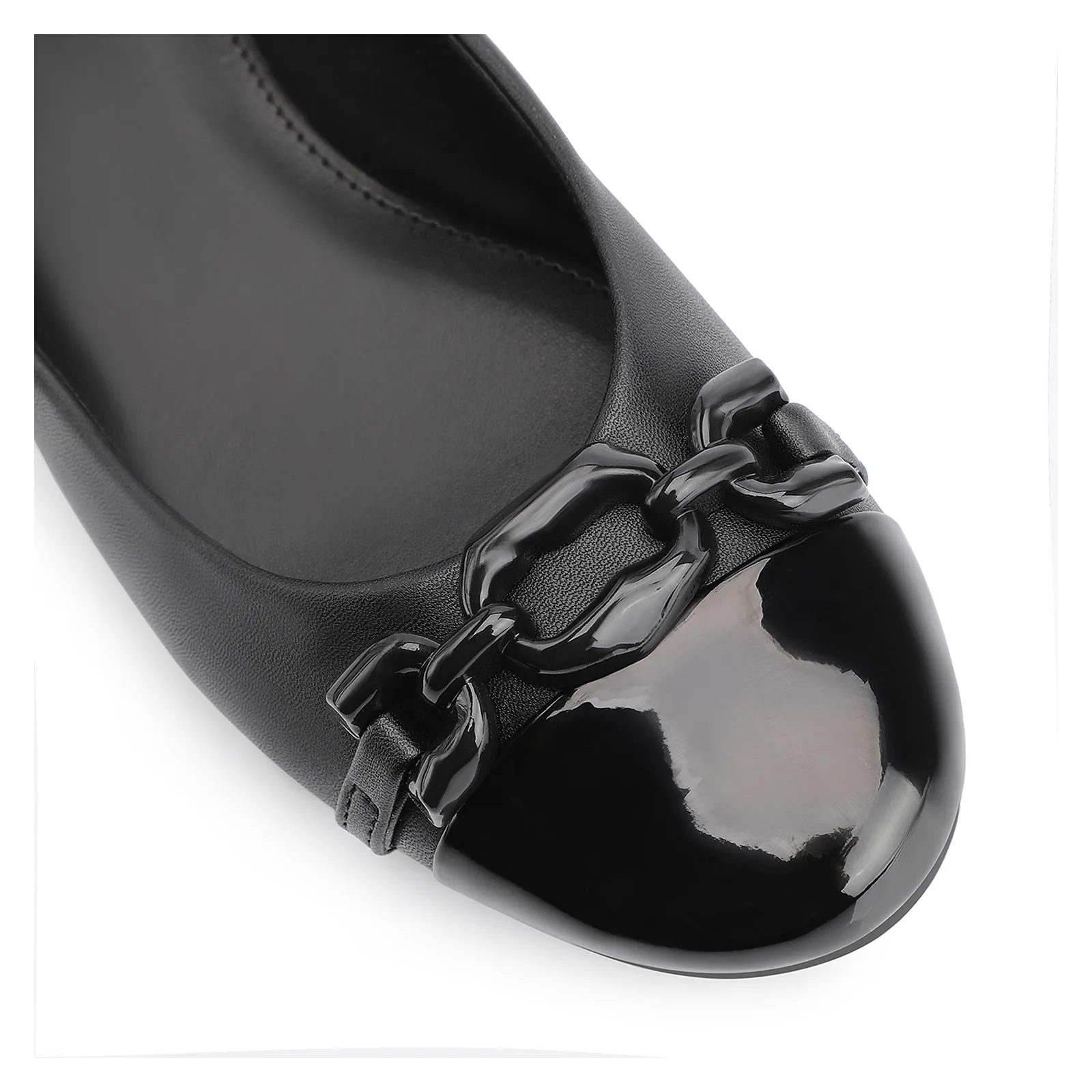 Scarpin Bridão Alt Preto/Verniz Preto