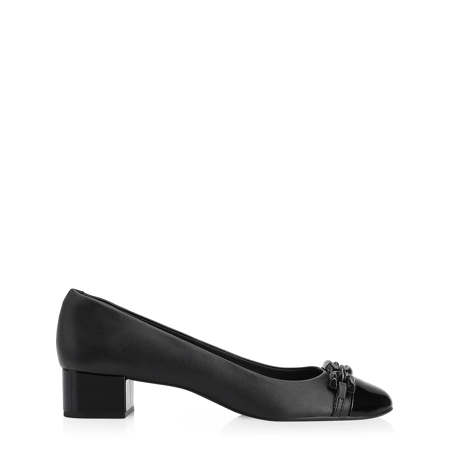 Scarpin Bridão Alt Preto/Verniz Preto
