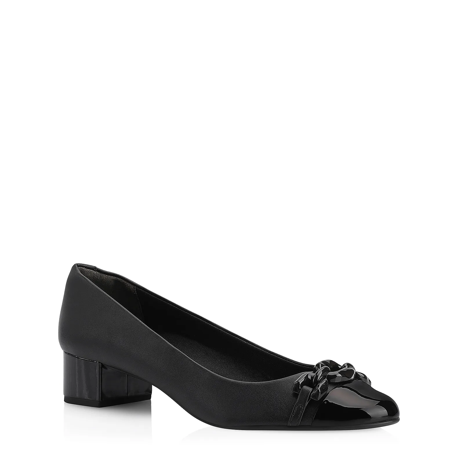 Scarpin Bridão Alt Preto/Verniz Preto