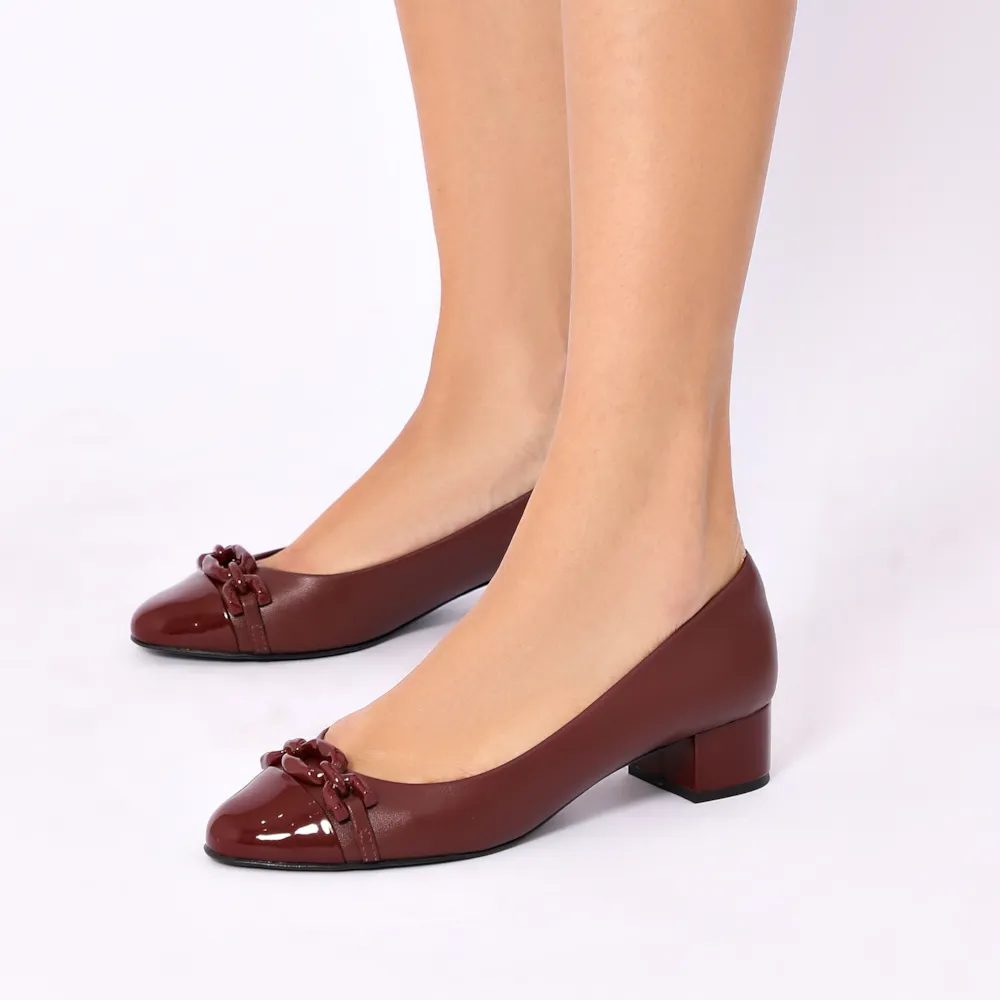 Scarpin Bridão Alt Vinho/Verniz Vinho - imagem 2