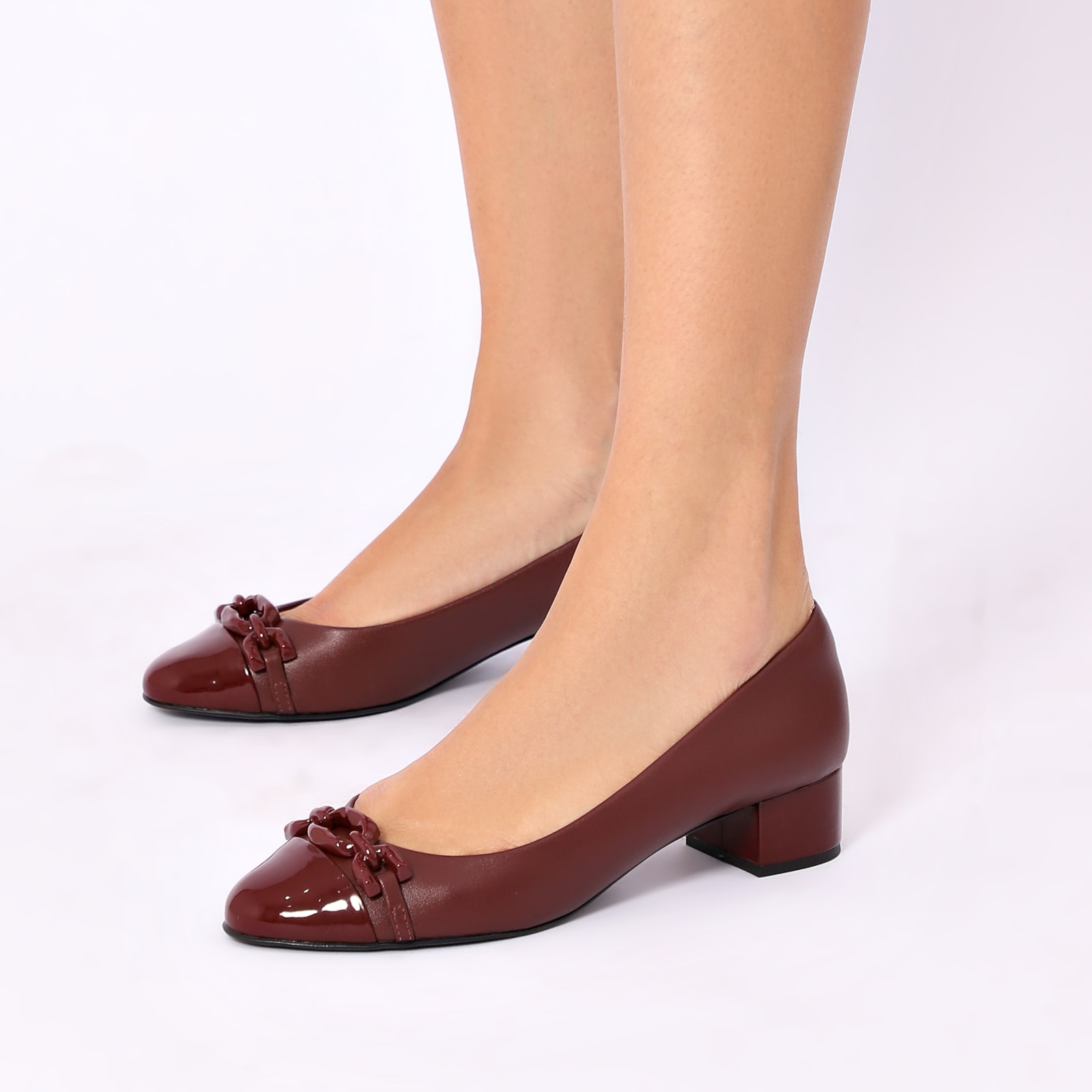 Scarpin Bridão Alt Vinho/Verniz Vinho