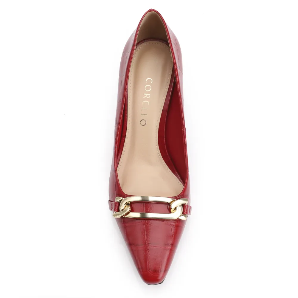 Scarpin Bridão Couro Croco Vermelho - imagem 6